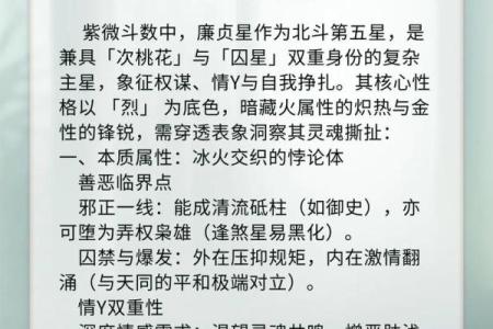 紫微斗数之廉贞星